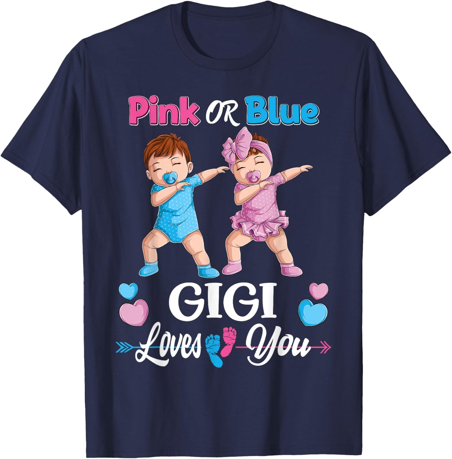 Pink Or Blue Gigi Loves You Baby Gender Reveal Party Women T-Shirt - T-Shirt | Navy