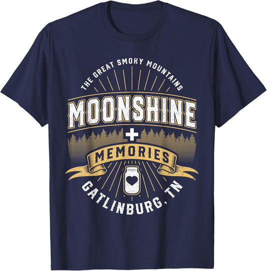 Moonshine and Memories Gatlinburg Tennessee Smoky Mountains T-Shirt - T-Shirt | Navy