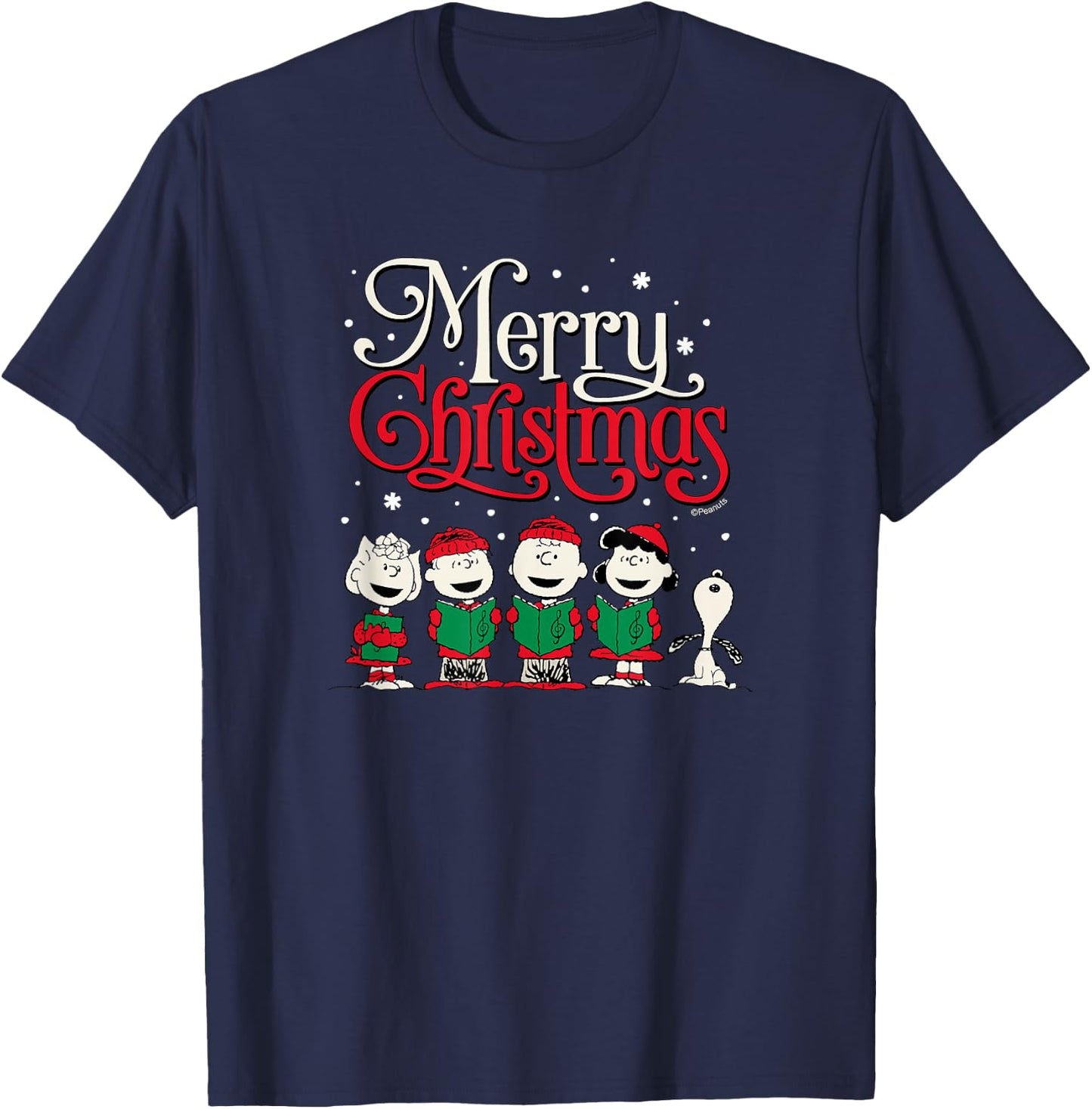 Peanuts - Snoopy Charlie Linus Sally Merry Christmas Choir T-Shirt - T-Shirt | Navy