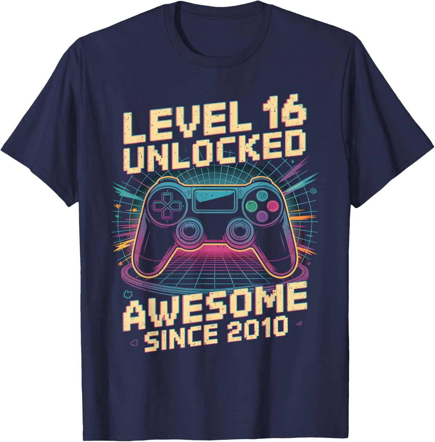 16 Year Old Boy Level 16 Gamer 2010 16th Birthday Party Gift T-Shirt - T-Shirt | Navy