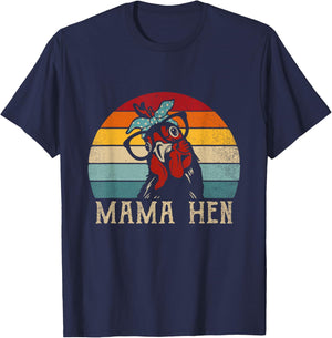 Funny Mama Hen Apparel 80s Vintage Retro Chicken Mom Mother T-Shirt - T-Shirt | Navy