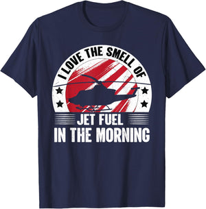 Helicopter | Love Smell Jet Fuel In The Morning - Pilot T-Shirt - T-Shirt | Navy