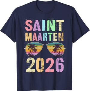 Cute Saint Maarten 2026 Trip Swim Vacay Matching BFF Mom T-Shirt - T-Shirt | Navy