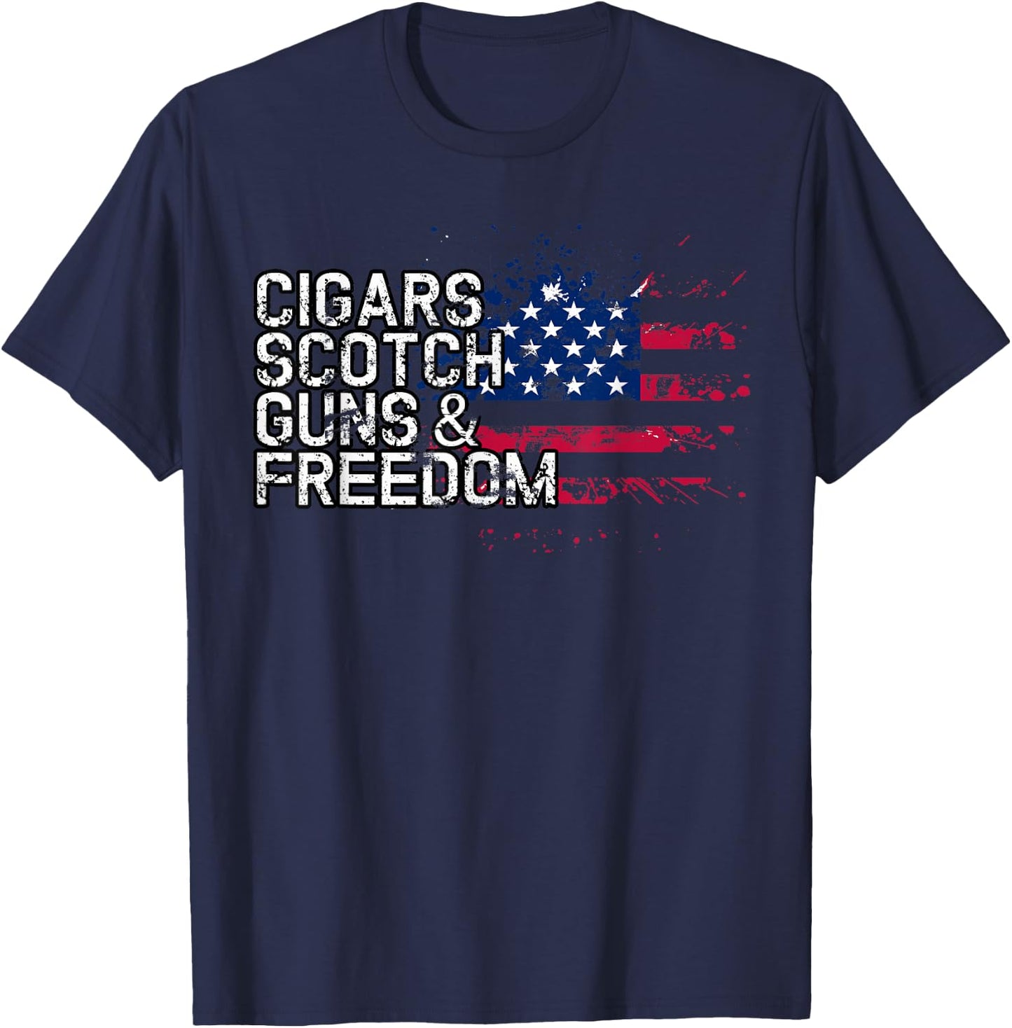 Cigars Scotch Guns & Freedom Scotchs Bar T-Shirt - T-Shirt | Navy