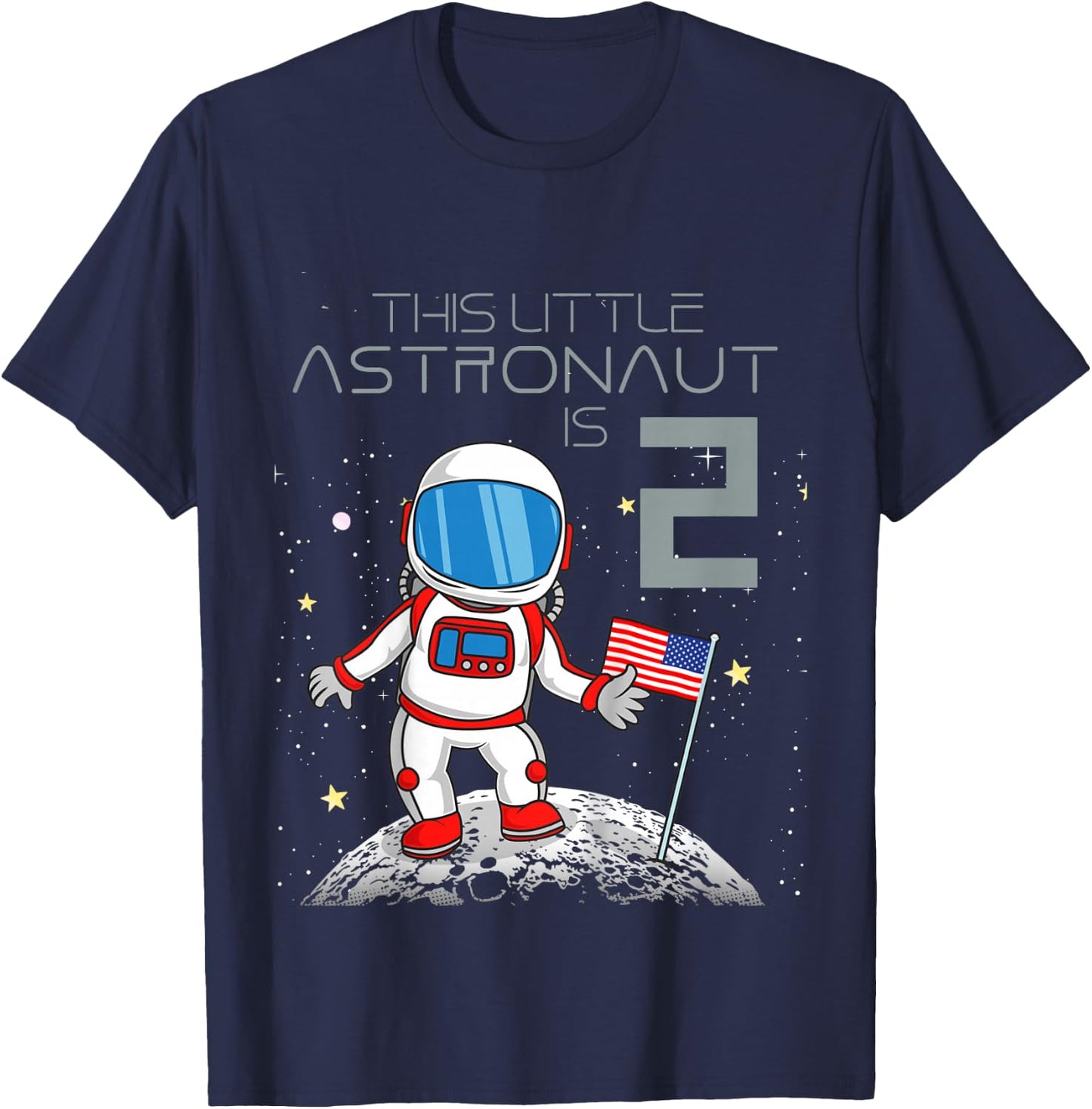 Kids 2nd Birthday Astronaut Shirt Boys Gift 2 Year Old Space Geek T-Shirt - T-Shirt | Navy