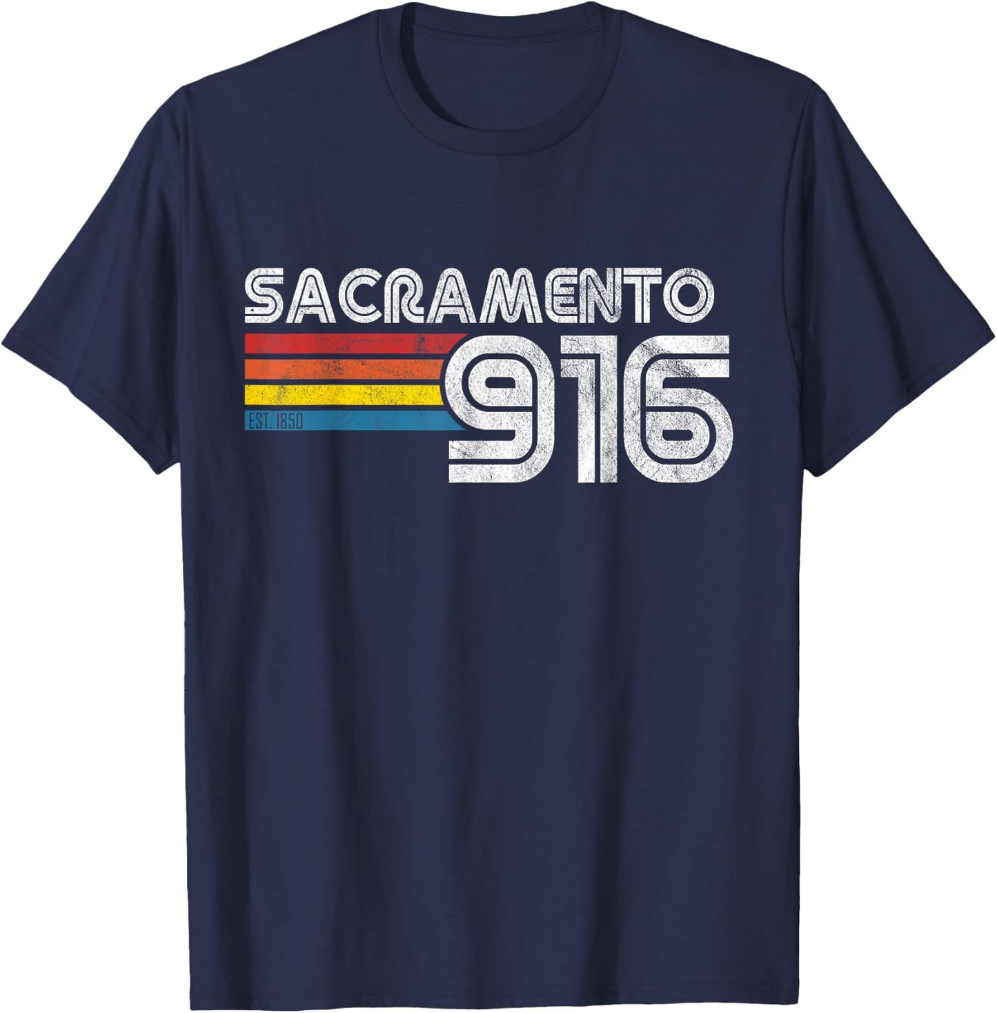 Vintage Sacramento | Proud 916 California State Gift T-Shirt - T-Shirt | Navy