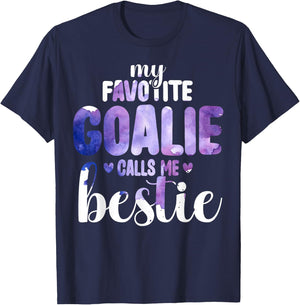 My Favorite Goalie Calls Me Bestie Proud Soccer Player T-Shirt - T-Shirt | Navy