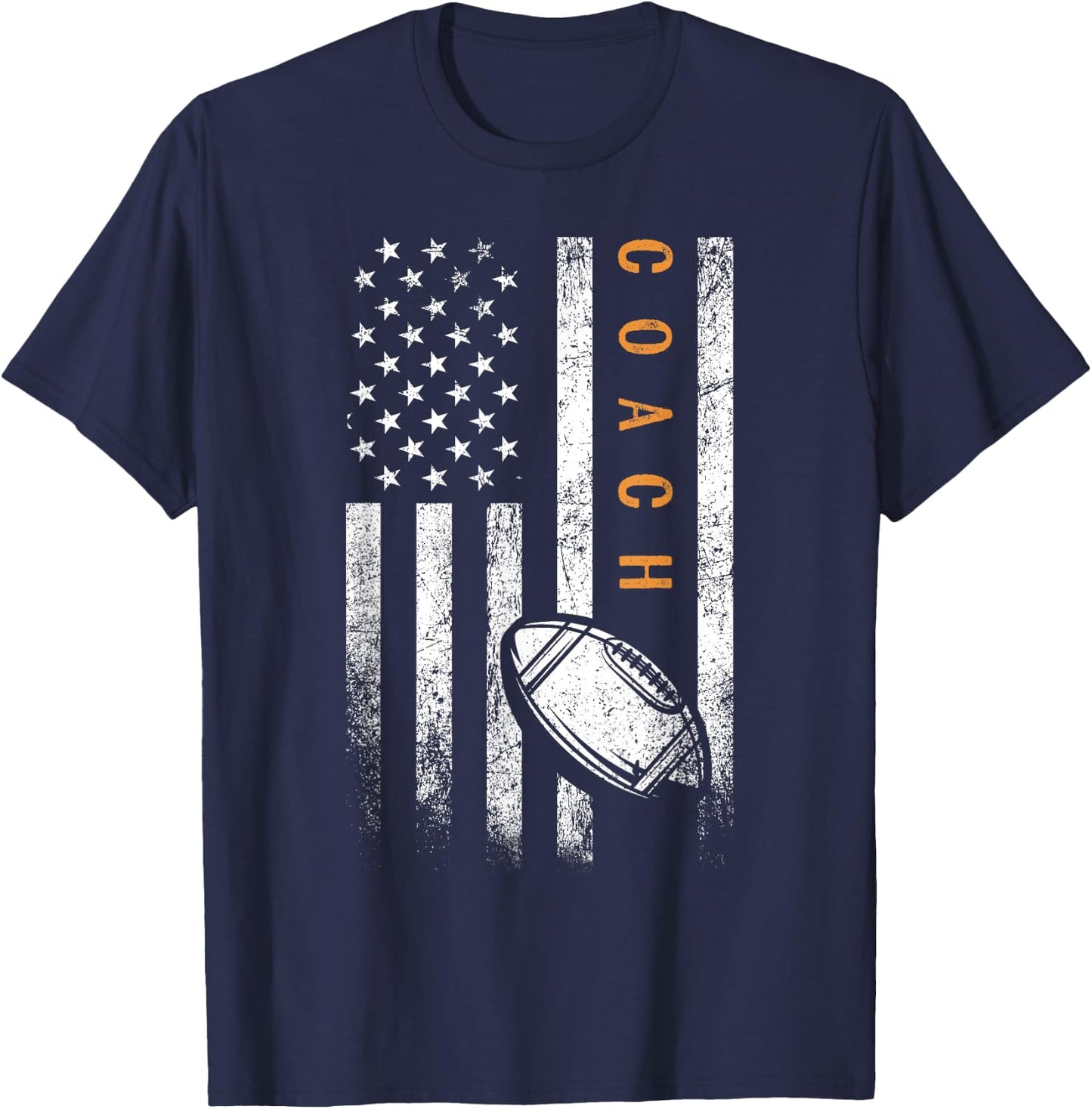 Football Coach American Flag Football Trainer Coaching T-Shirt - T-Shirt | Navy