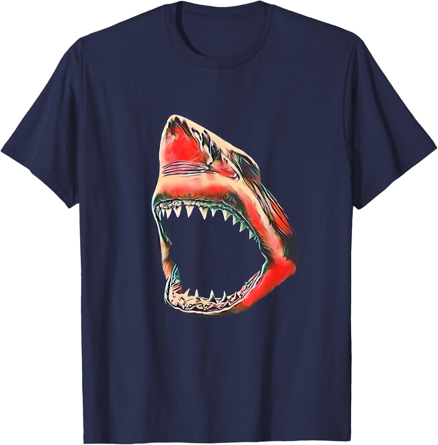 Great White Shark colorful Sharks Predator Shark T-Shirt - T-Shirt | Navy
