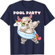 Pool Party Unicorn Float Dabbing Llama Girls Women Summer T-Shirt - T-Shirt | Navy