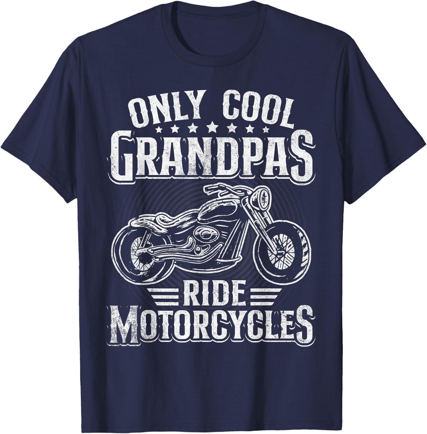 Only Cool Grandpa Ride Motorcycles Biker Motorcycle Grandpa T-Shirt - T-Shirt | Navy