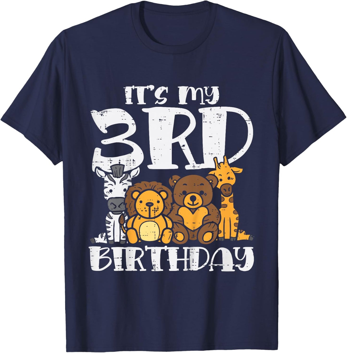 Its My 3rd Birthday Zoo Animals Safari Bday Party Boys Girls T-Shirt - T-Shirt | Navy