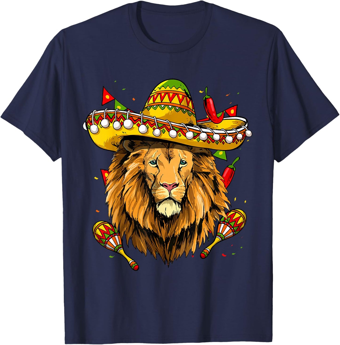 Cinco De Mayo Shirt Poncho Lion Head Mexican Fiesta Party T-Shirt - T-Shirt | Navy