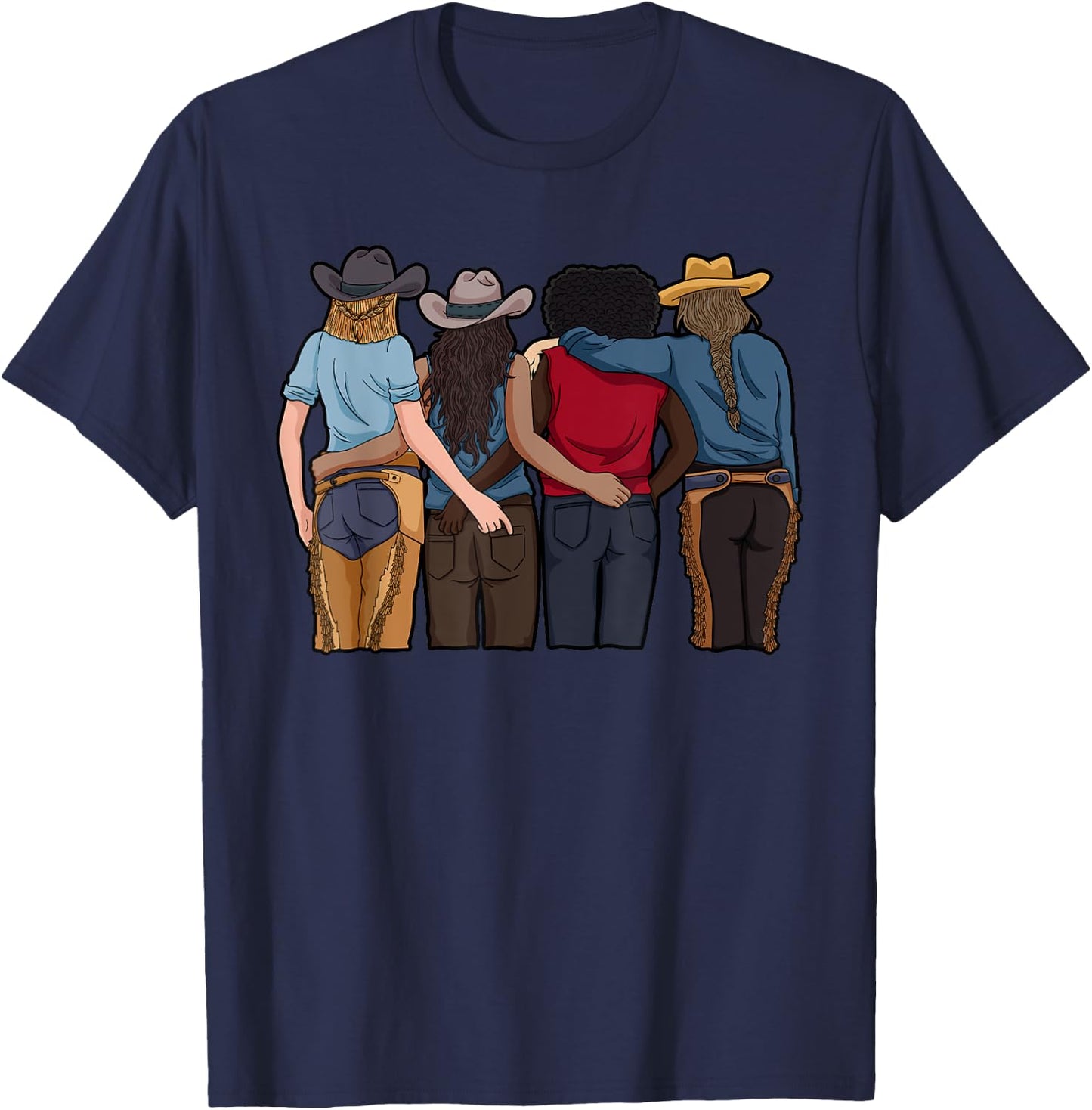 Cowgirl Bestfriends Barrel Racing Horseback Riding Rodeo T-Shirt - T-Shirt | Navy