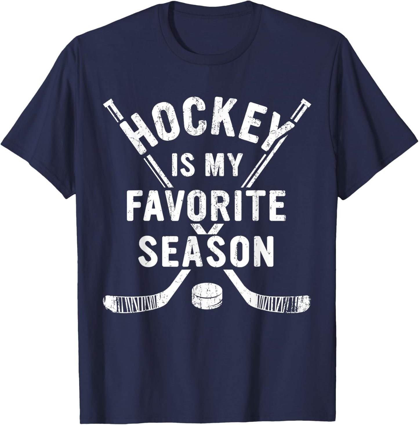 Vintage Hockey is My Favorite Season T-Shirt - T-Shirt | Navy
