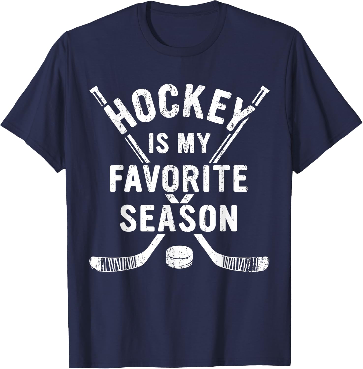 Vintage Hockey is My Favorite Season T-Shirt - T-Shirt | Navy