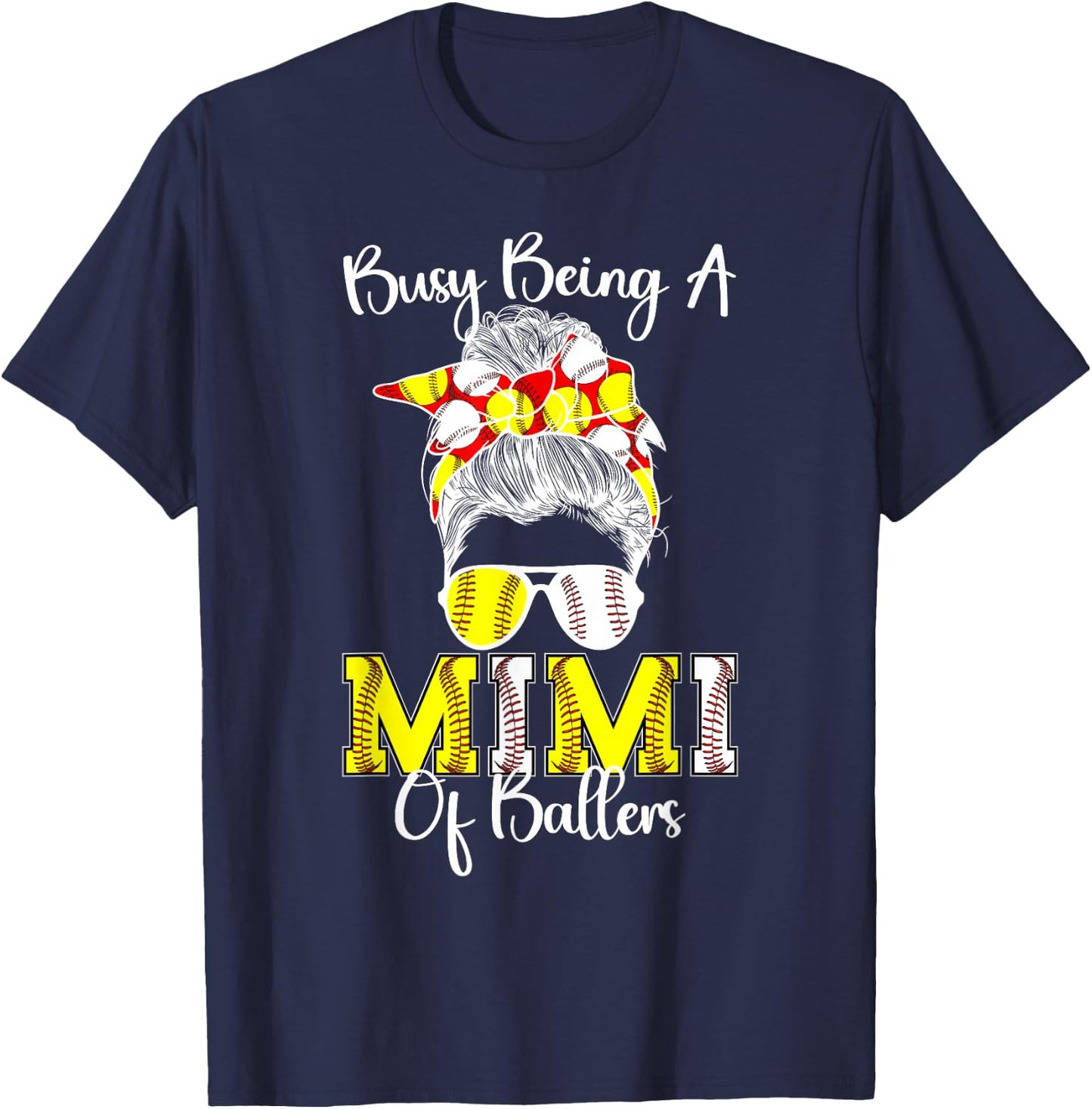 Softball Baseball Mimi Of Ballers Baseball Softball Mimi T-Shirt - T-Shirt | Navy