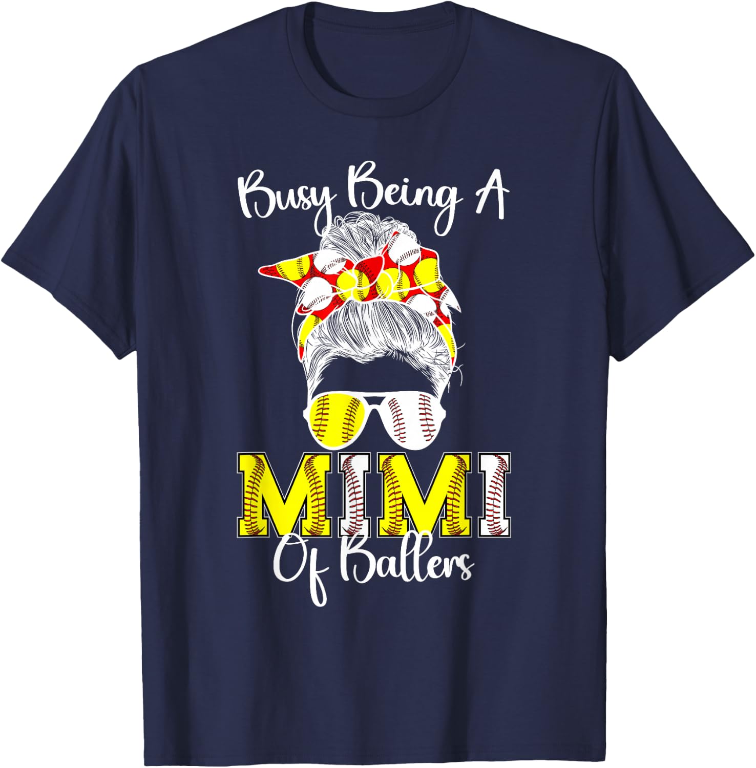 Softball Baseball Mimi Of Ballers Baseball Softball Mimi T-Shirt - T-Shirt | Navy