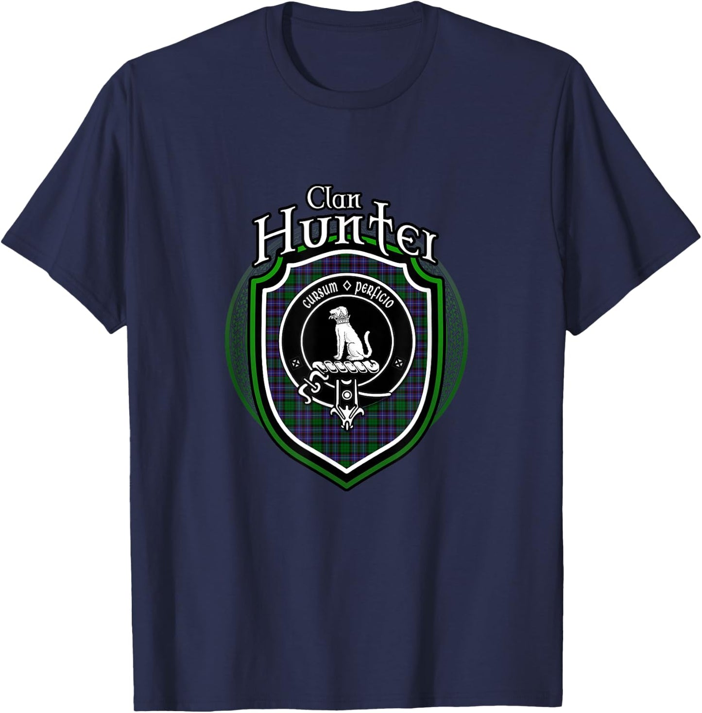 Hunter Clan Crest | Scottish Clan Hunter Family Crest Badge T-Shirt - T-Shirt | Navy