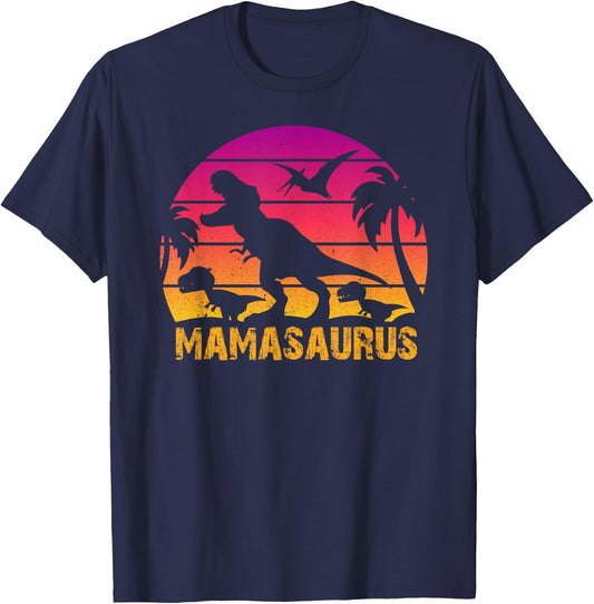 Mother’s Day MAMASAURUS T Rex Dinosaur Family Mama Saurus T-Shirt - T-Shirt | Navy