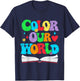 Color Our World Summer Reading 2025 Boho Wildflower Book T-Shirt - T-Shirt | Navy
