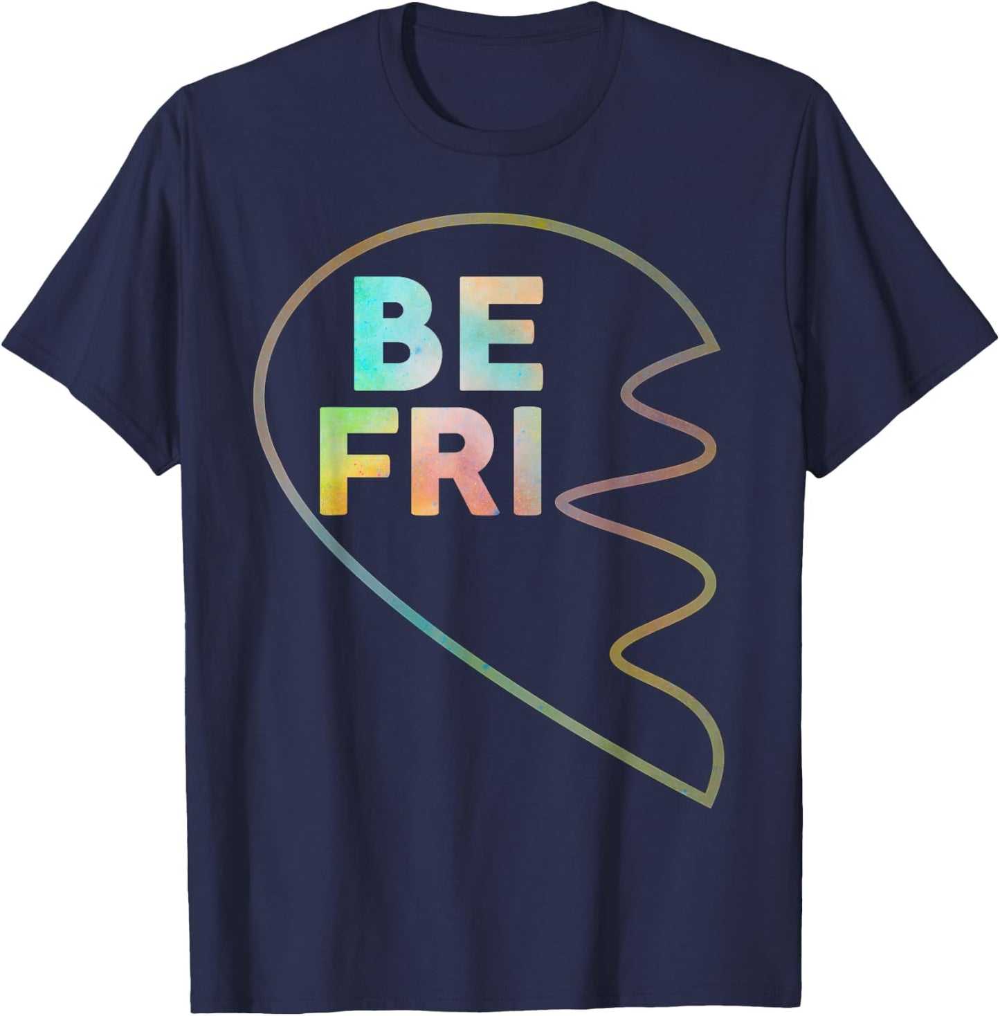 BFF 1 Heart in 2 Best Friends Matching 1st Part T-Shirt - T-Shirt | Navy
