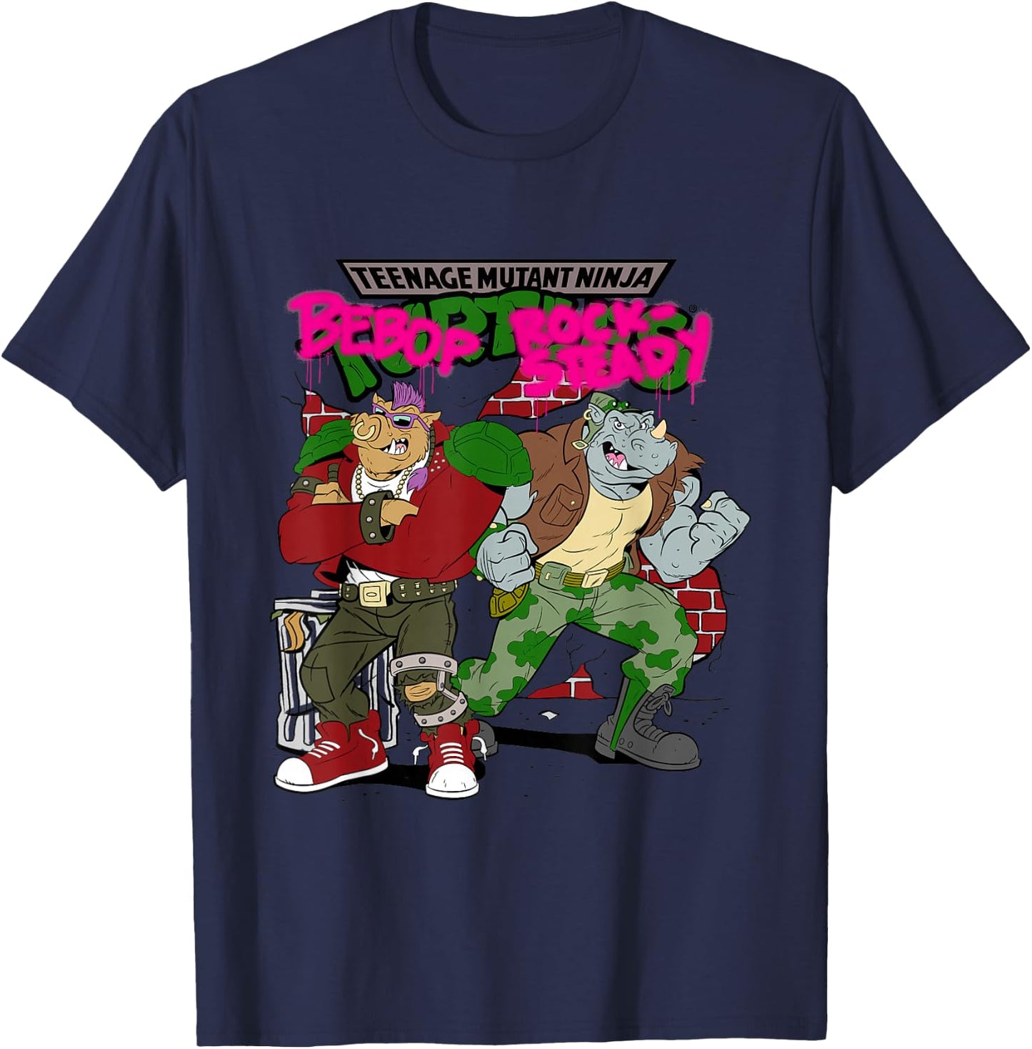 TMNT Bebop and Rocksteady Graffiti Small T-Shirt - T-Shirt | Navy