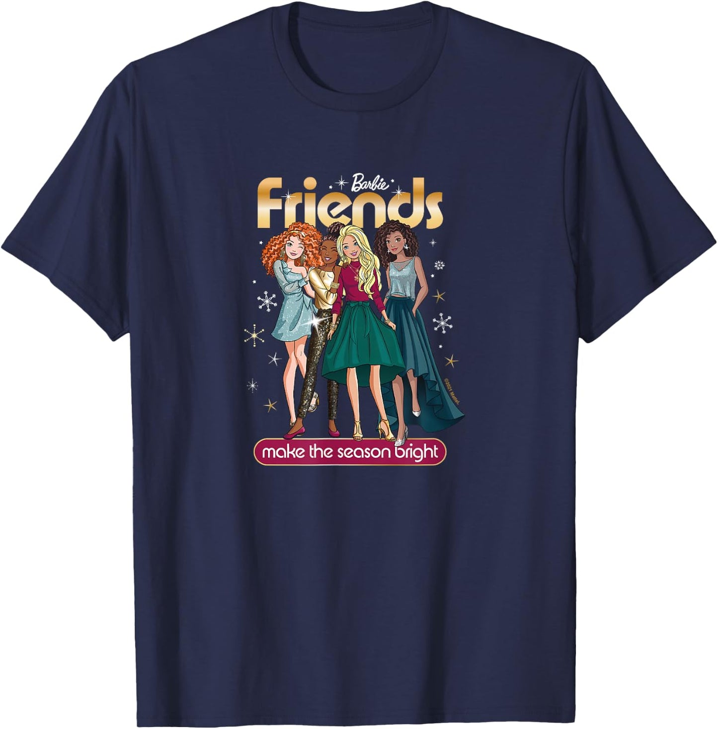 Barbie - Christmas - Friends Season Bright T-Shirt - T-Shirt | Navy