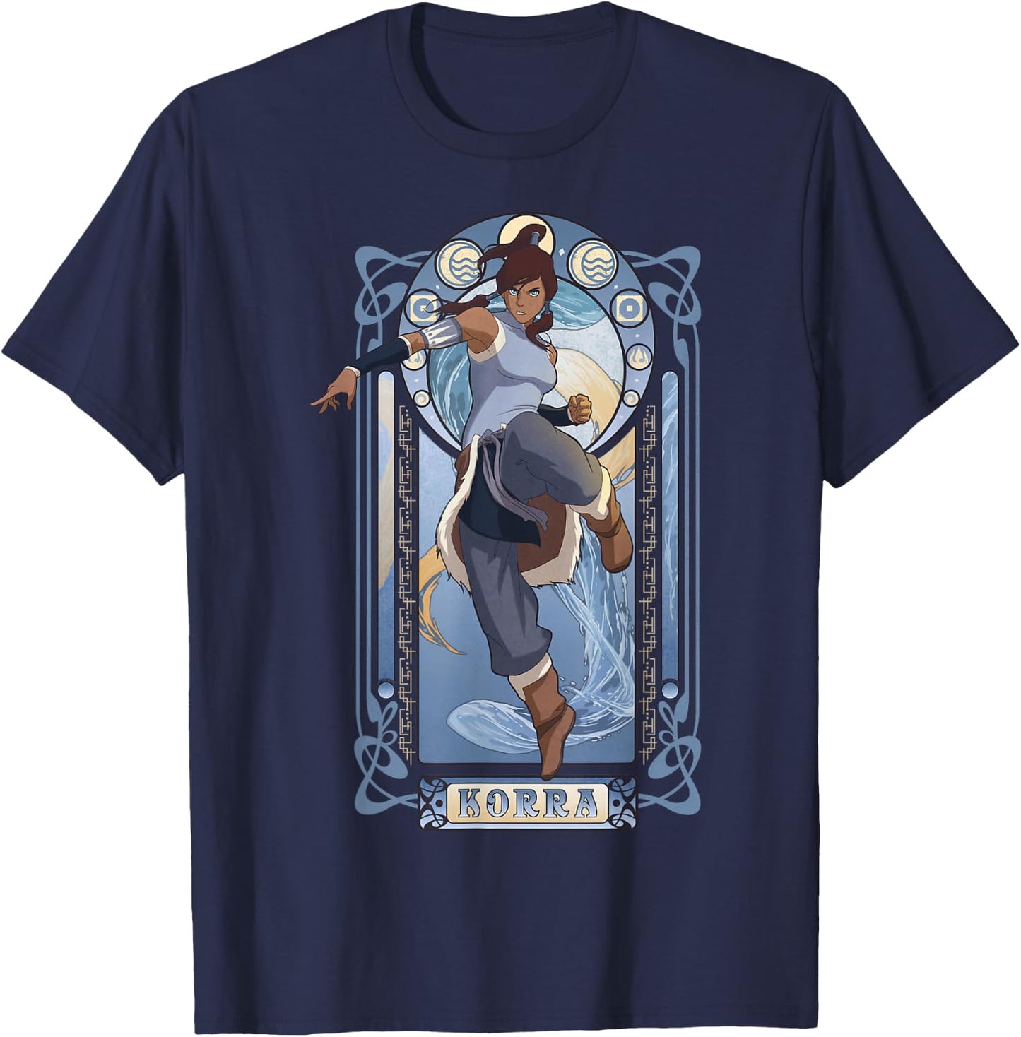The Legend of Korra Elements Korra Art Nouveau Poster T-Shirt - T-Shirt | Navy