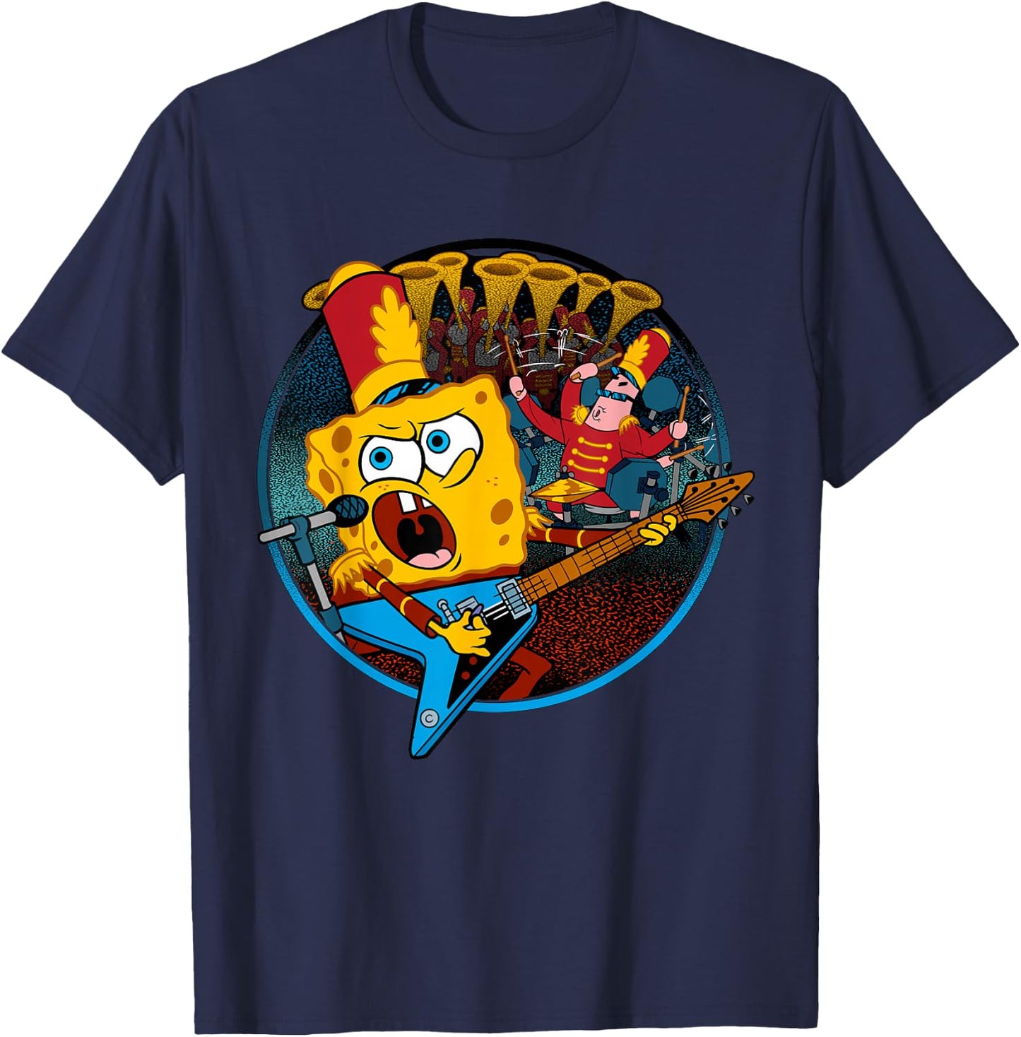 Spongebob Squarepants Bubble Bowl Epic Band Performance T-Shirt - T-Shirt | Navy