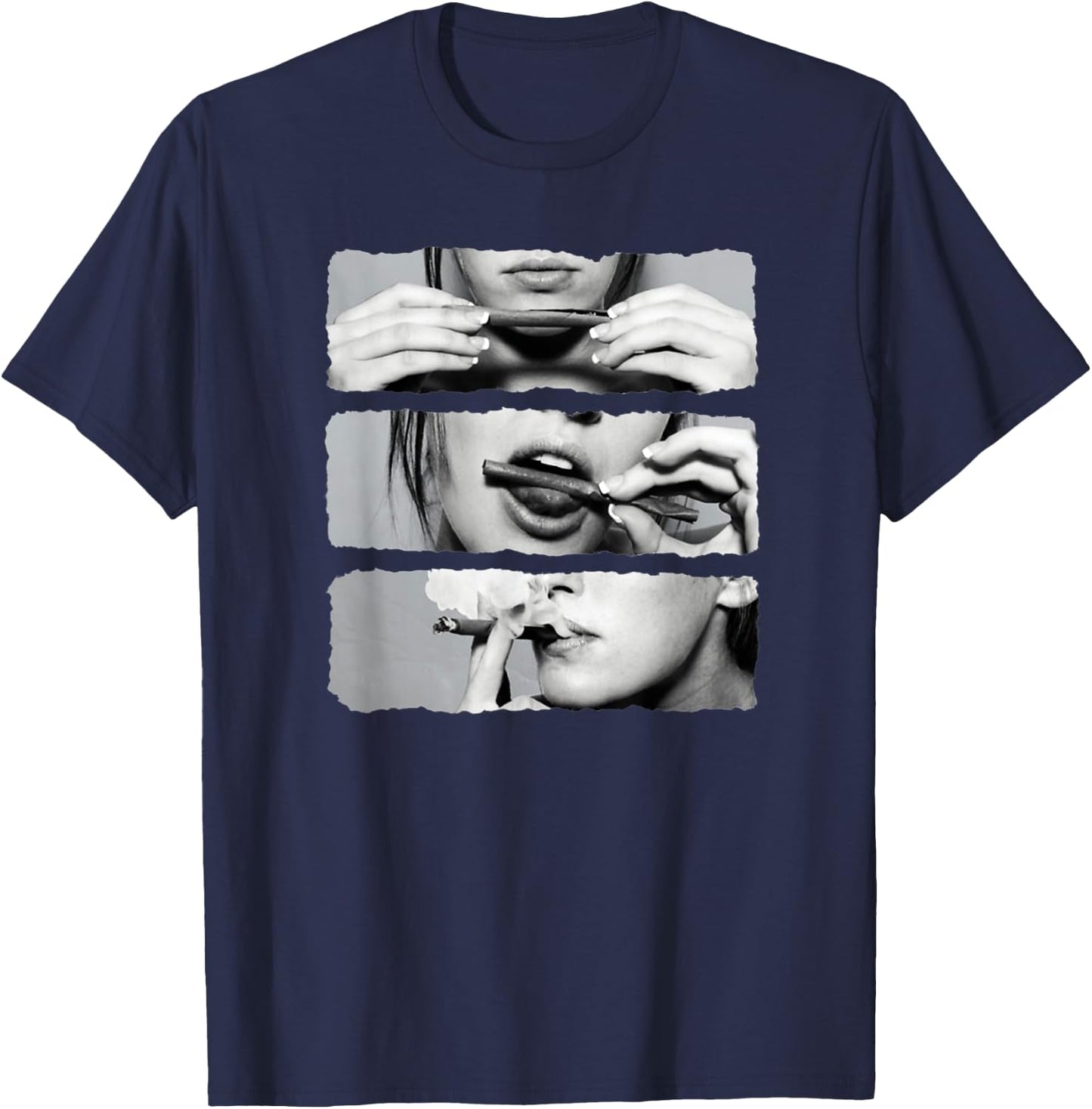 Girls Love Blunts Red Lips Smoking Blunt Funny T-Shirt - T-Shirt | Navy
