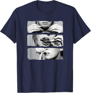 Girls Love Blunts Red Lips Smoking Blunt Funny T-Shirt - T-Shirt | Navy