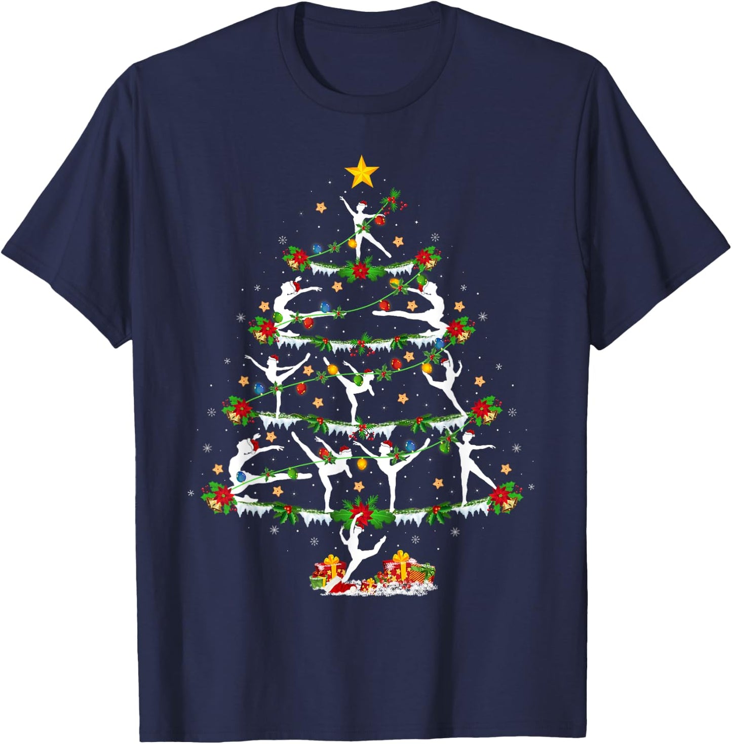 Xmas Lighting Contemporary Dance Christmas Tree T-Shirt - T-Shirt | Navy