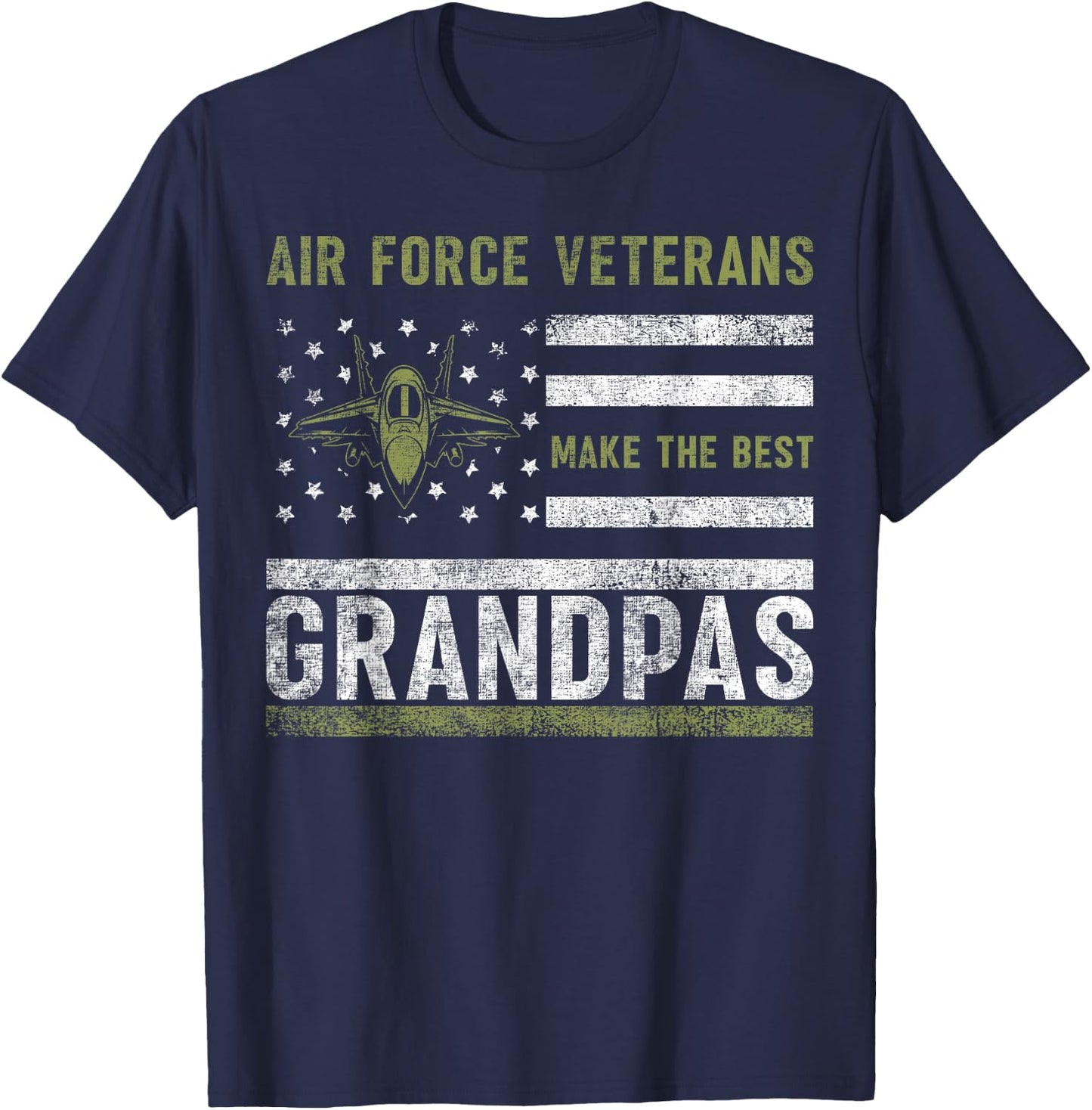 Air Force Veterans Make The Best Grandpas Memorial USA Flag T-Shirt - T-Shirt | Navy