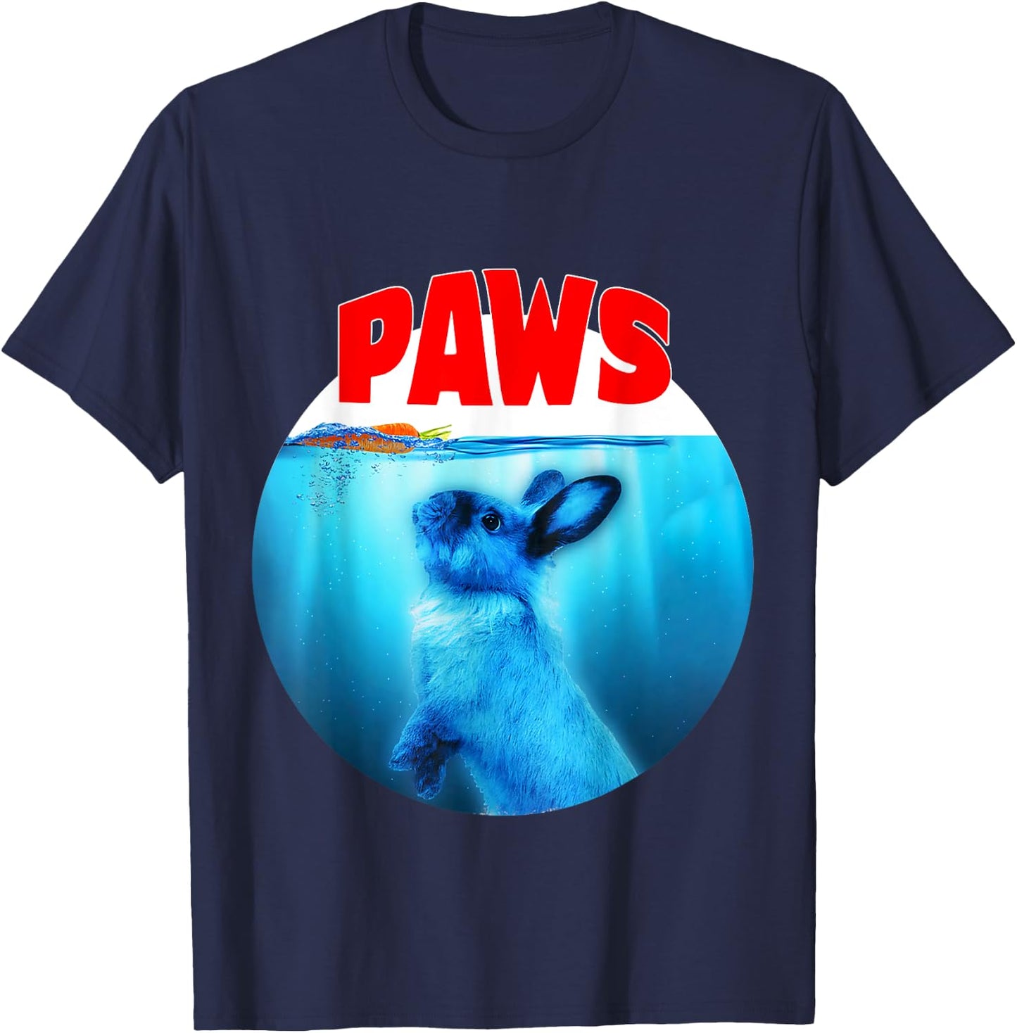 Paws Jaws Rabbit Carrot Funny Bunny Lovers Gifts Fun Parody T-Shirt - T-Shirt | Navy