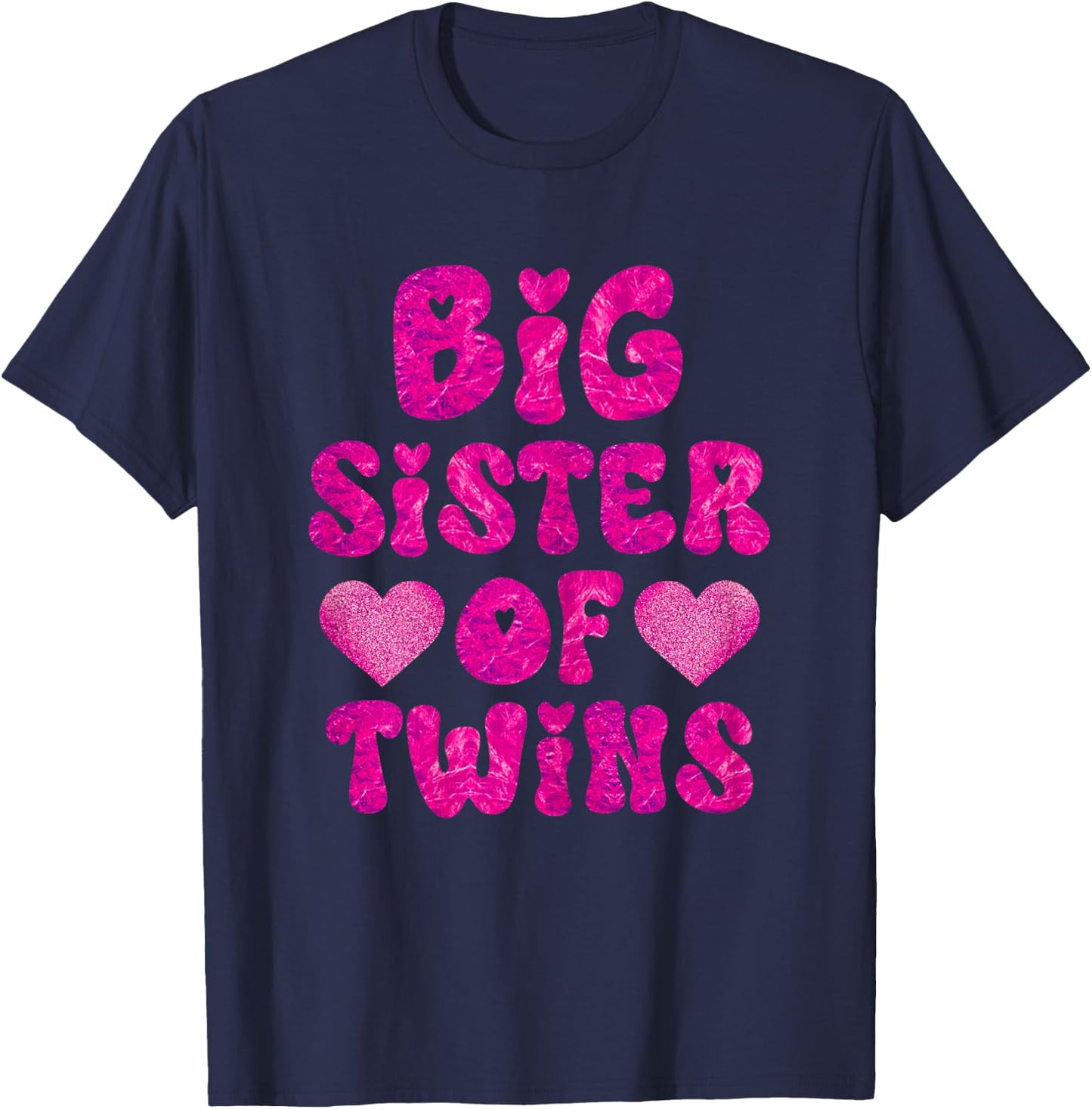 Big Sister Of Twins New Big Sister Sibling Gifts T-Shirt - T-Shirt | Navy