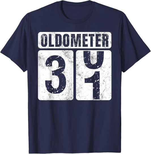 Oldometer 31 Shirt Vintage Funny 31st Birthday Gift T-Shirt - T-Shirt | Navy