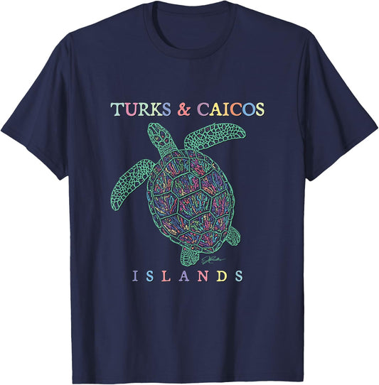JCombs: Turks & Caicos Islands Sea Turtle T-Shirt - T-Shirt | Navy