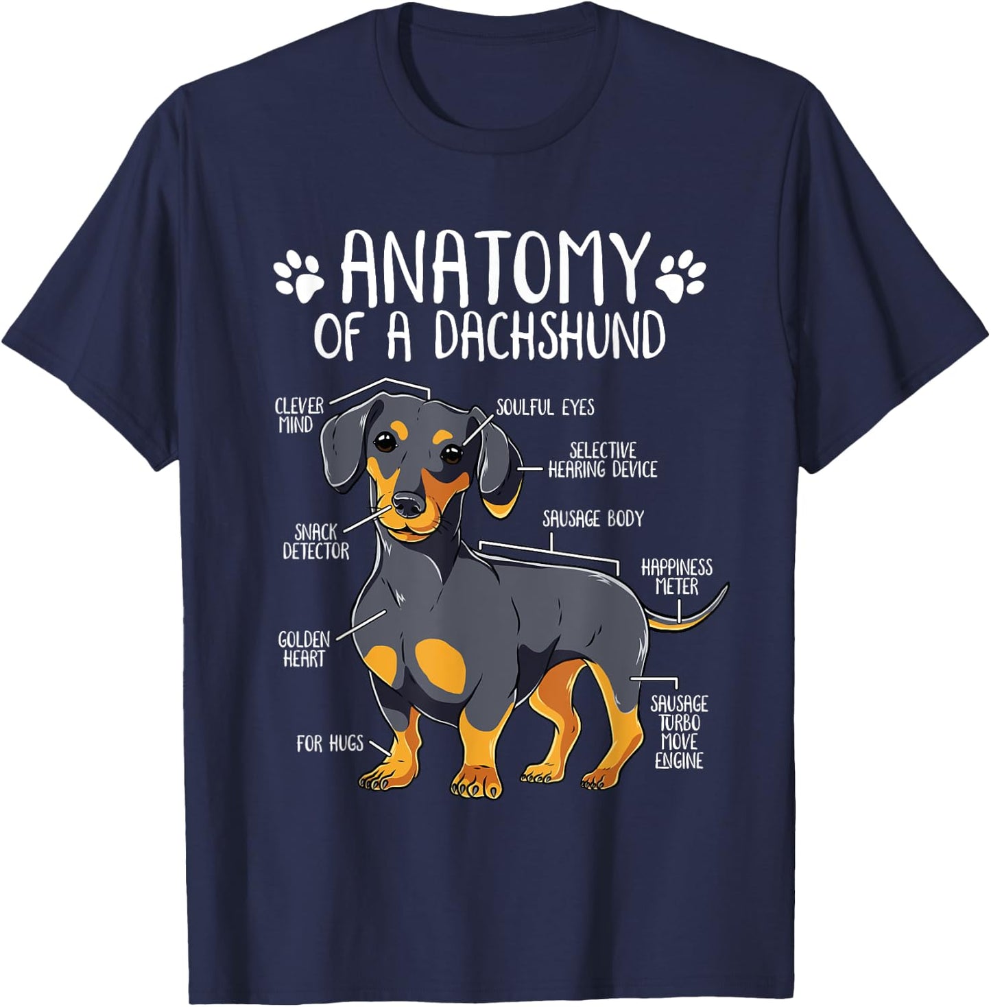 Funny Anatomy Dachshund Wiener Dog Cute Doxie Lover T-Shirt - T-Shirt | Navy