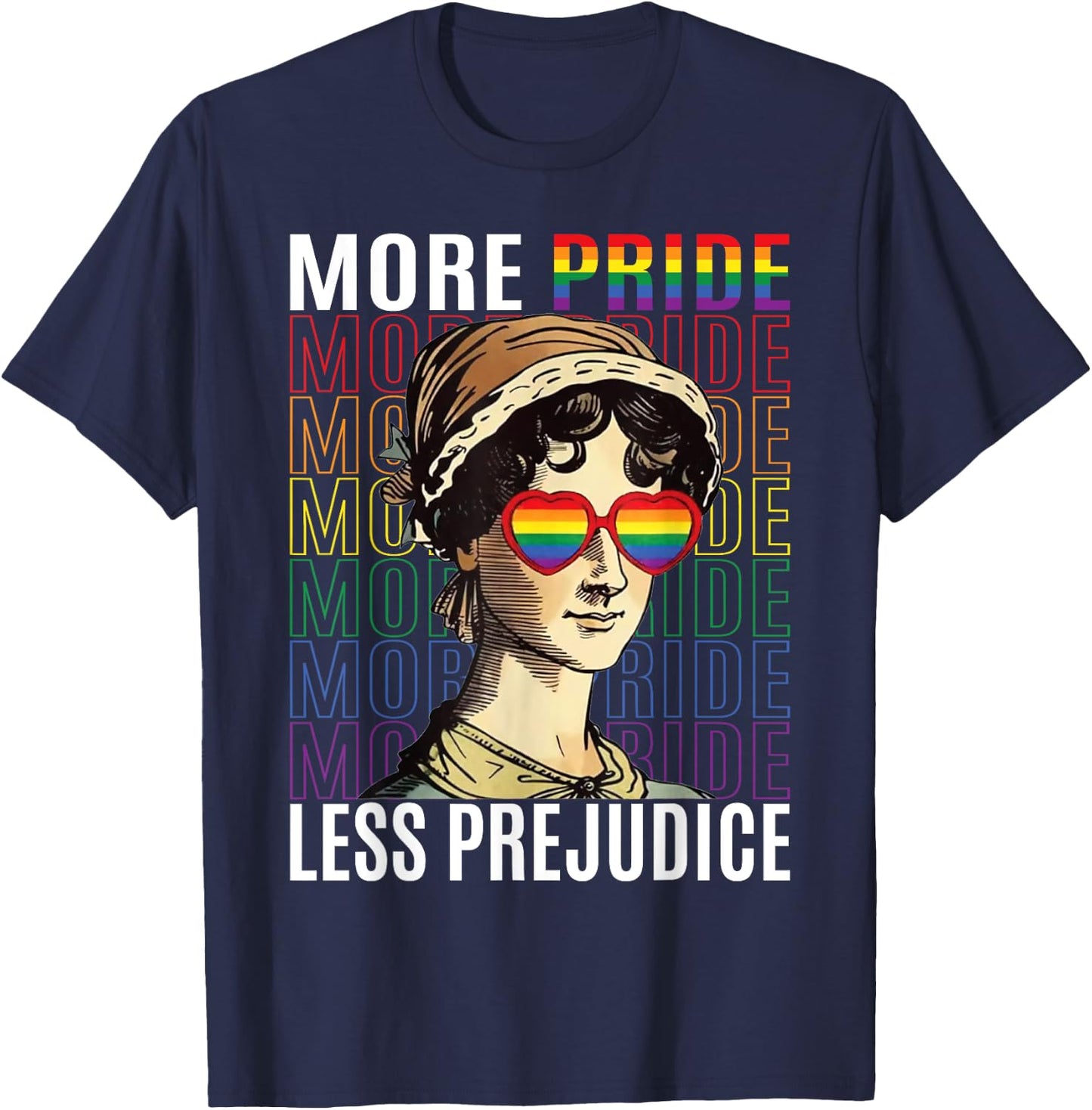 More Pride Less Prejudice Funny LGBTQ Pride Jane Austen T-Shirt - T-Shirt | Navy