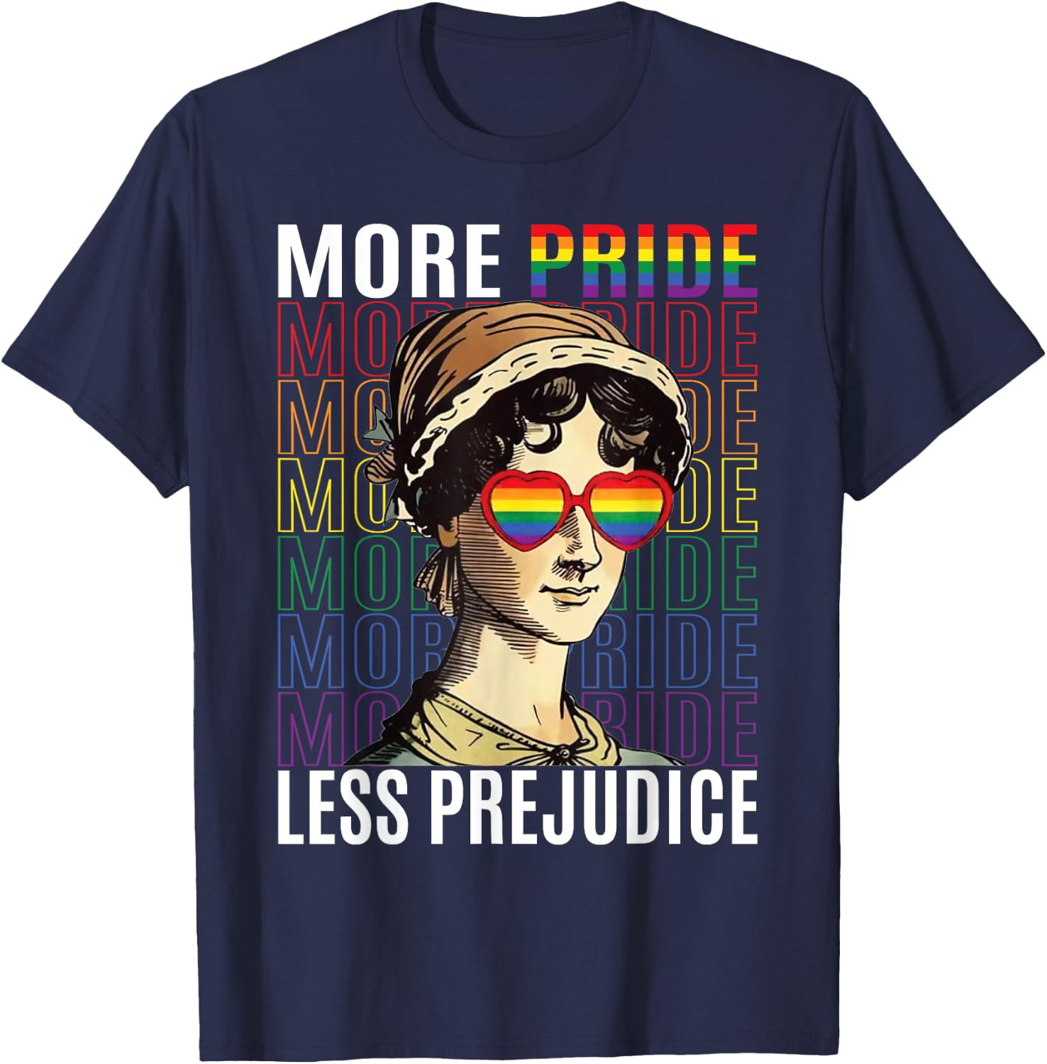 More Pride Less Prejudice Funny LGBTQ Pride Jane Austen T-Shirt - T-Shirt | Navy