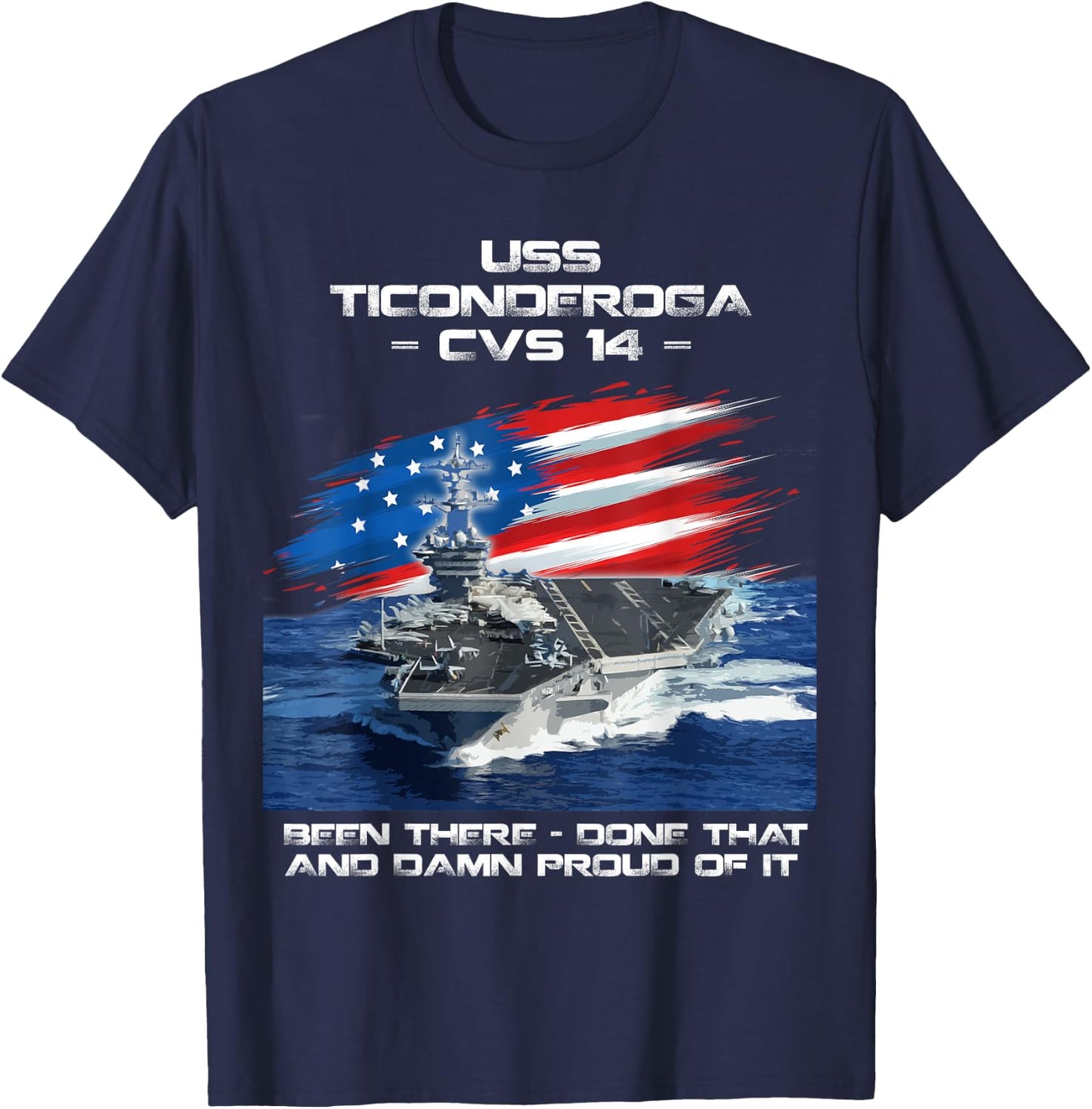 USS Ticonderoga CVS-14 Aircraft Carrier Veteran Day Xmas T-Shirt - T-Shirt | Navy