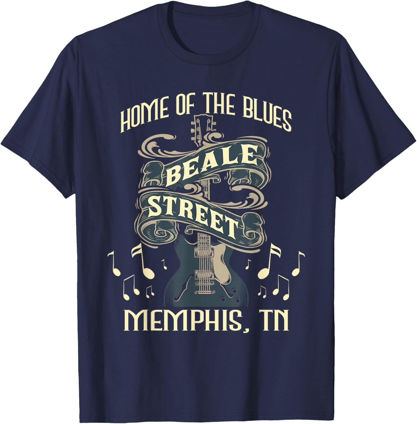 Home of The Blues Beale Street Memphis - Musician Guitarist T-Shirt - T-Shirt | Navy