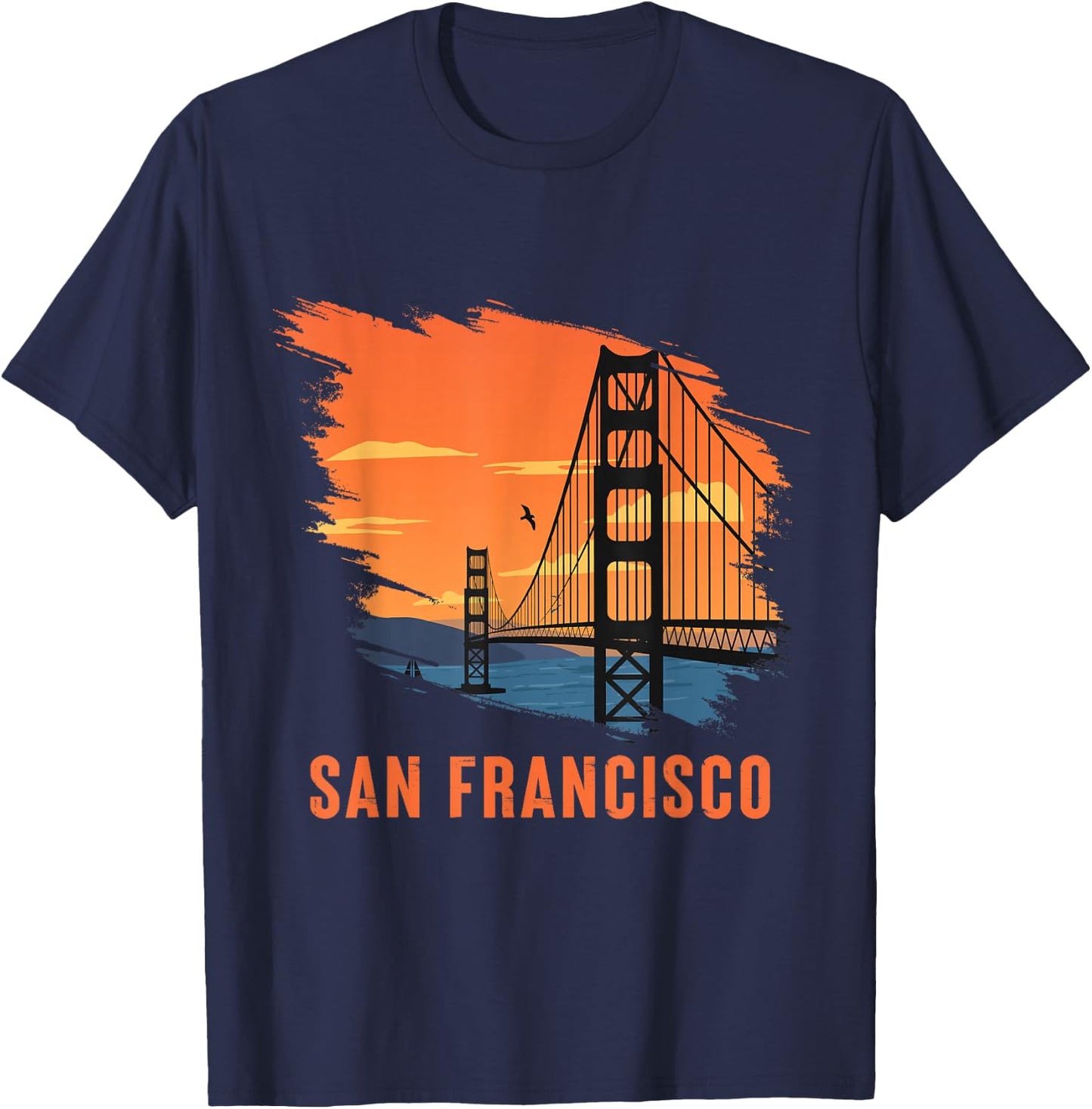 San Francisco Retro Golden Gate Bridge from California T-Shirt - T-Shirt | Navy
