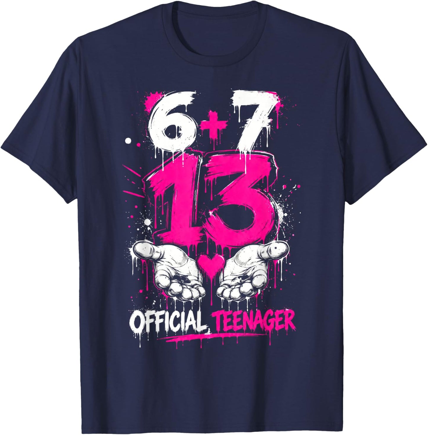 13th Birthday Official Teenager Birthday 6+7 Girls Birthday T-Shirt - T-Shirt | Navy