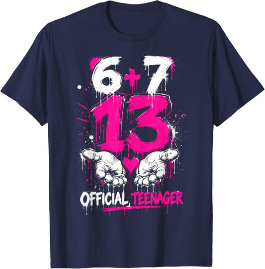 13th Birthday Official Teenager Birthday 6+7 Girls Birthday T-Shirt - T-Shirt | Navy