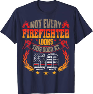 Funny Firefighter 50th Birthday Gift Shirt Vintage Gift T-Shirt - T-Shirt | Navy