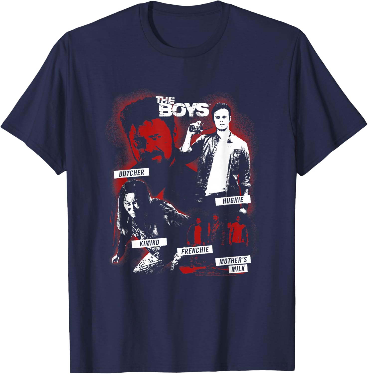The Boys Contrast Group Collage Superhero TV Show T-Shirt - T-Shirt | Navy