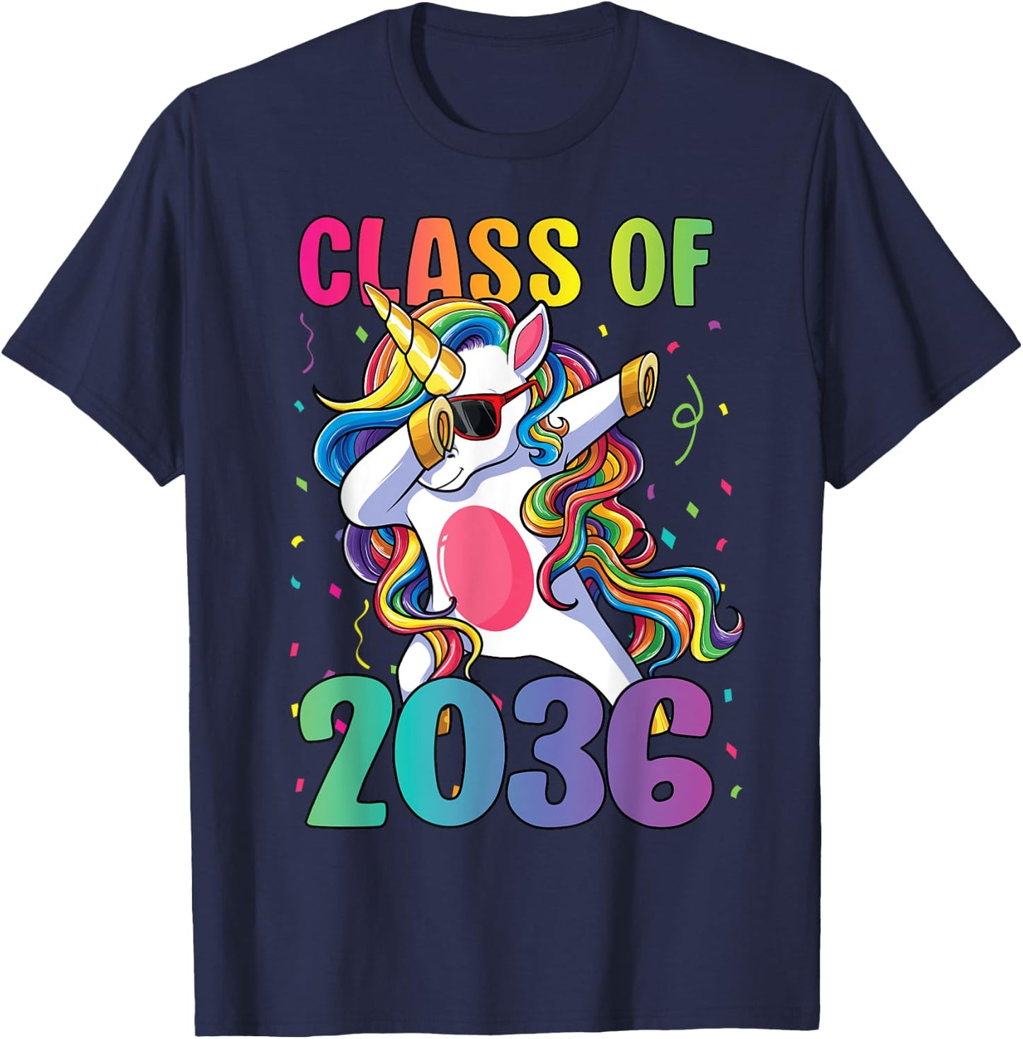 Class of 2036 Shirt Girls Kids Dabbing Unicorn Grow With Me T-Shirt - T-Shirt | Navy