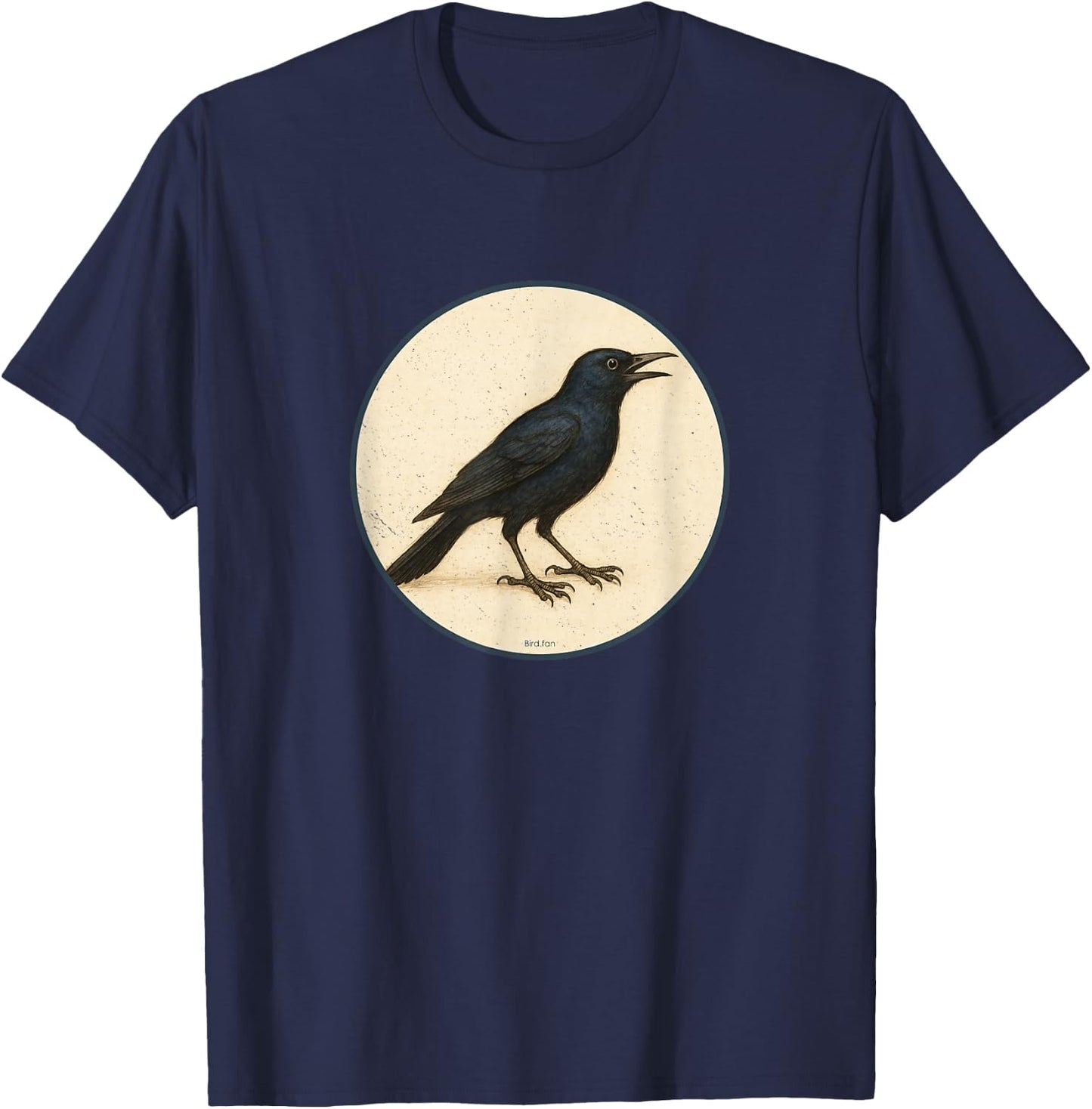 Colorful Retro Common Grackle Bird Design T-Shirt - T-Shirt | Navy